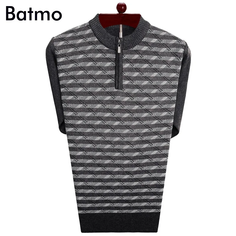 Batmo Новое поступление высокое качество мужские свитера длиной до бедра, в полоску, повседневный мужской свитер A6