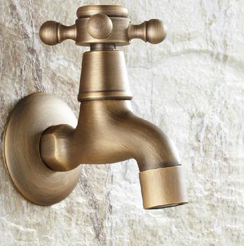 

Antique Brass Wall Mounted Cross Handles Bathroom Sink Basin Mop Taps Faucet ana019