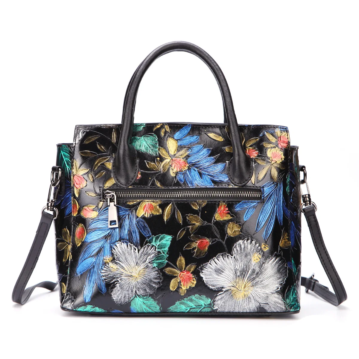 Женская сумка-мессенджер через плечо, сумка-тоут, Сумка с цветным цветочным принтом, высокое качество, натуральная тисненая кожа, сумки с верхней ручкой