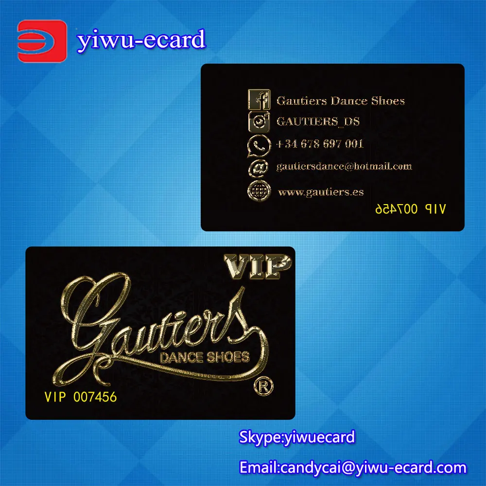 plastic membership vip business card with embossed number