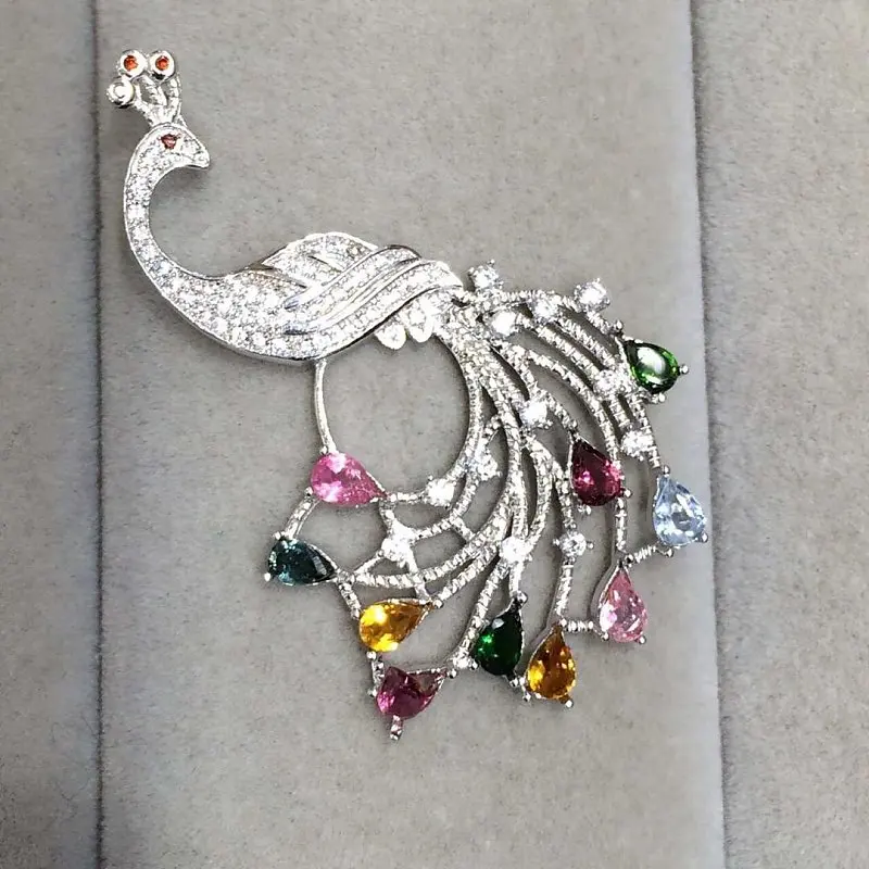 

2017 Collares Qi Xuan_Tourmaline Stone Peacock Pendant Necklaces_Real Necklaces_Quality Guaranteed_Manufacturer Directly Sale