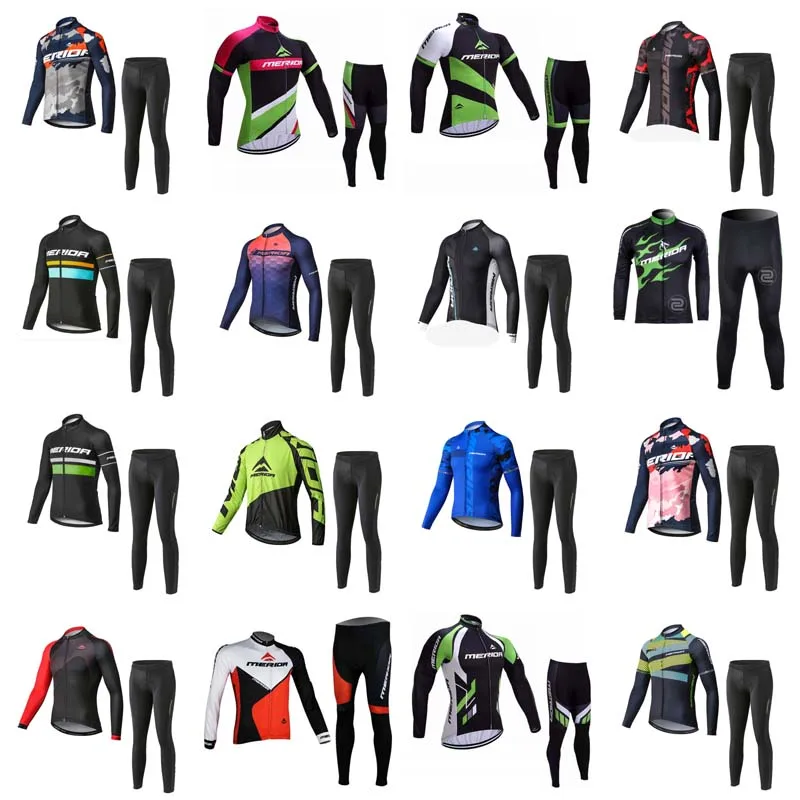 

team Merida Cycling long Sleeves jersey pants sets 3D gel pad clothing 2018 Men Breathable Quick dry Racing bike accept mix size