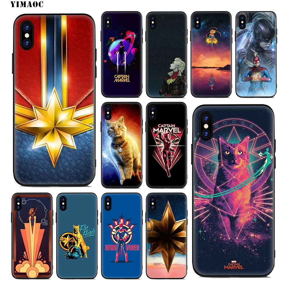 

YIMAOC Captain Marvel Soft Silicone Case for iPhone 11 Pro Xr Xs Max X or 10 8 7 6 6S Plus 5 5S SE
