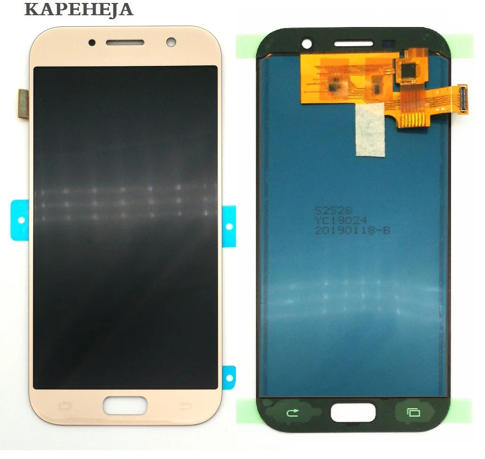 Дешево Можно регулировать яркость lcd для samsung Galaxy A5 2017 lcd A520 SM A520F lcd дисплей кодирующий преобразователь сенсорного экрана в сборе
