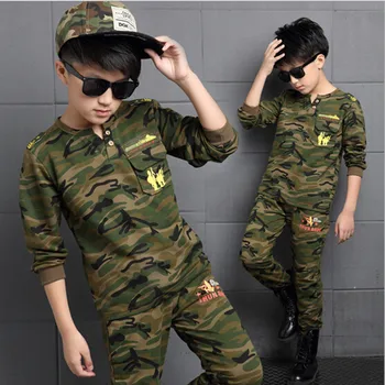 

2016 Brand Boy Print Camouflage Clothes Set For Autumn Spring Kids Long Sleeve Top +Pants Boy School Fashion Clothes Set Hot