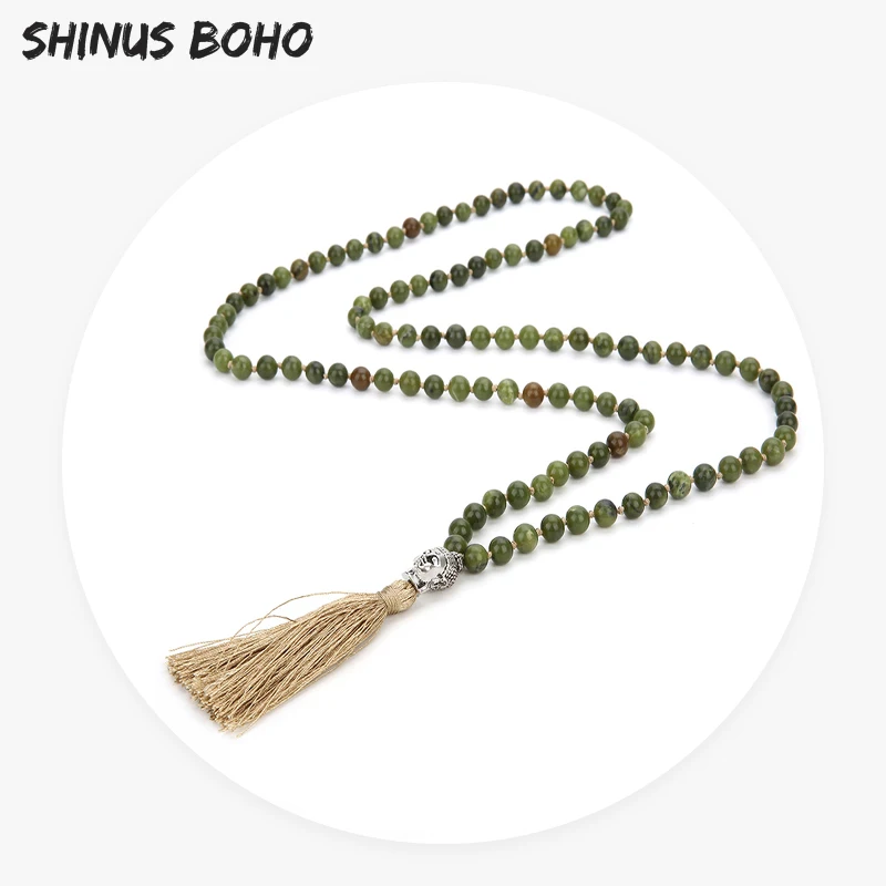 SHINUSBOHO этнические кисточки ожерелье женщин мужчин Будда молитва 108 мала