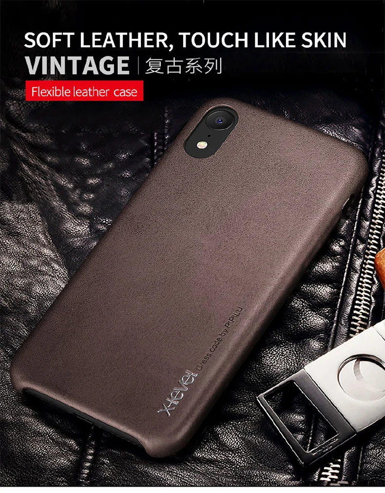 X-Level Luxury Leather Case For iPhone XSXS Max XR Original Ultra Thin iPhone X Back Cover Business Vintage Case For Apple 10  (1)