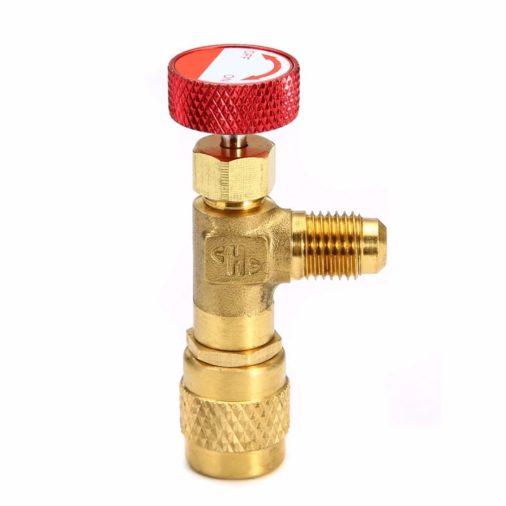 1 шт. R410A хладагент Зарядный Клапан 1/4 ''-5/16'' медные клапаны контроля потока для зарядный шланг красная ручка