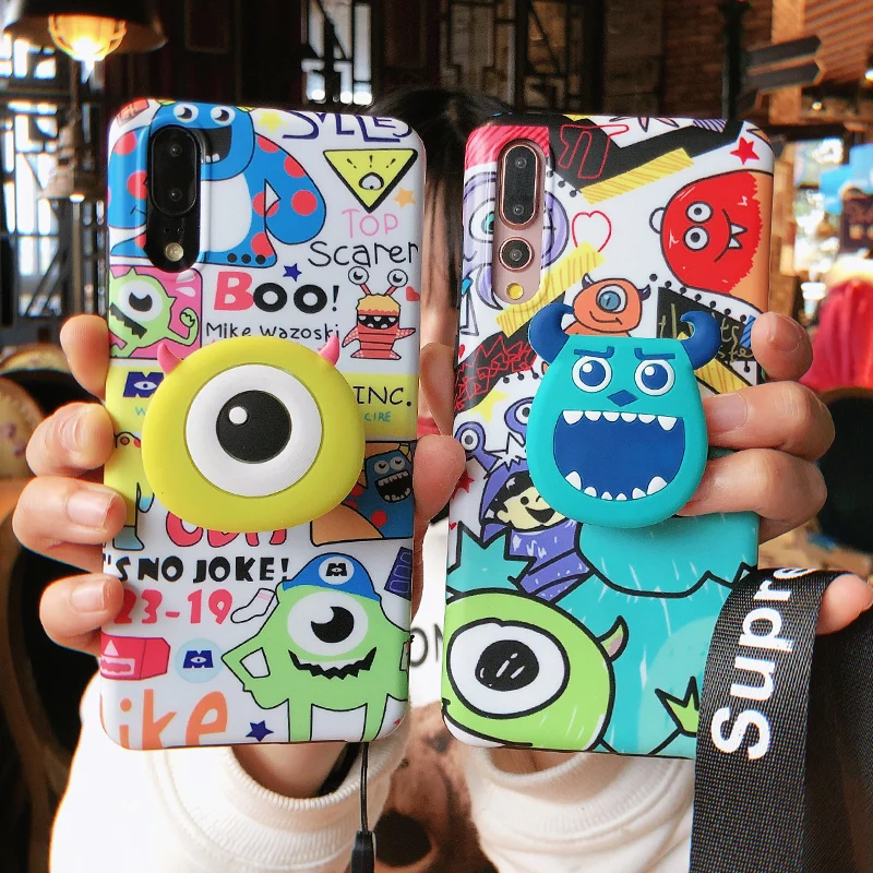 

For Huawei mate20X /P20 pro Monsters matte case soft tpu cover For Huawei mate10 20 nova3 3i honor10 nova4 Cover +stander +strap