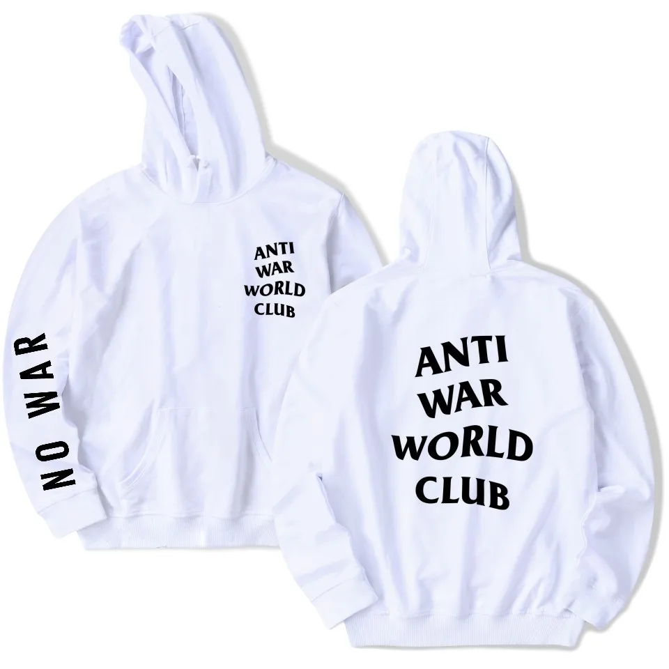 Толстовка LUCKYFRIDAYF с надписью Anti War World Club худи новый дизайн Повседневная в стиле