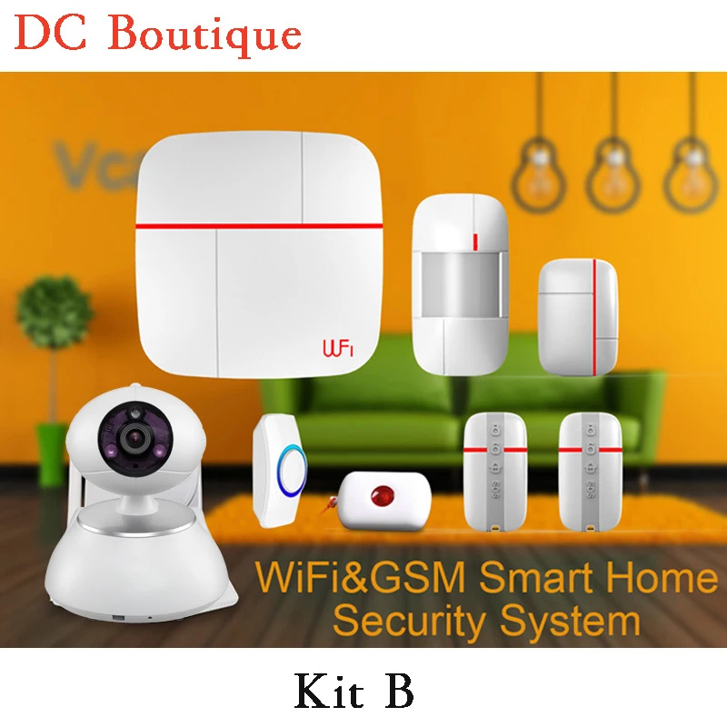 1 set Kit B Vcare WIFI GSM Dual network Intelligent Alarm system IOS Andorid APPS