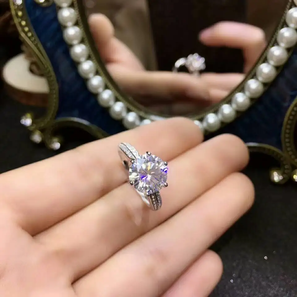 [MeiBaPJ Мода Moissanite драгоценный камень 3 карата бриллиантовое кольцо D Цвет VVS 925 Серебро Хорошие Свадебные украшения для женщин