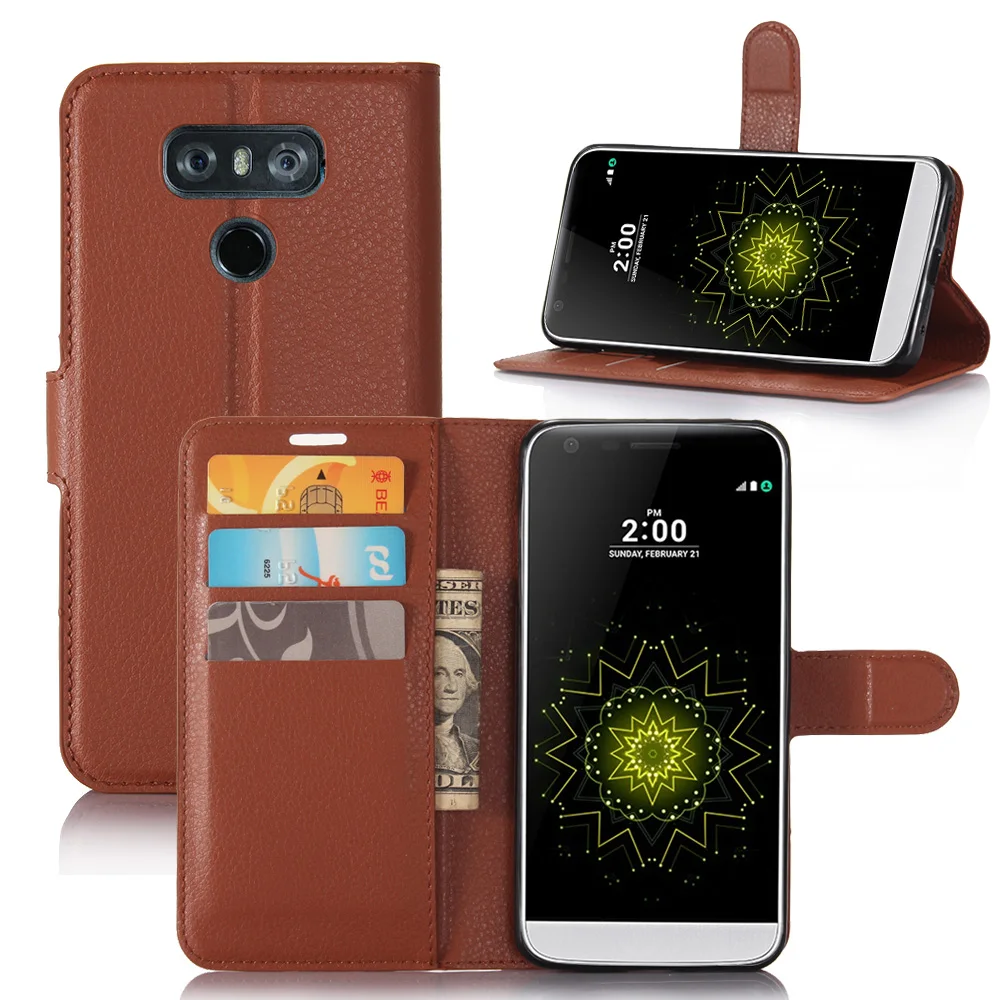 New Case For LG G6 5.5'' Smart Cell Phone Luxury Litchi Pattern Wallet
