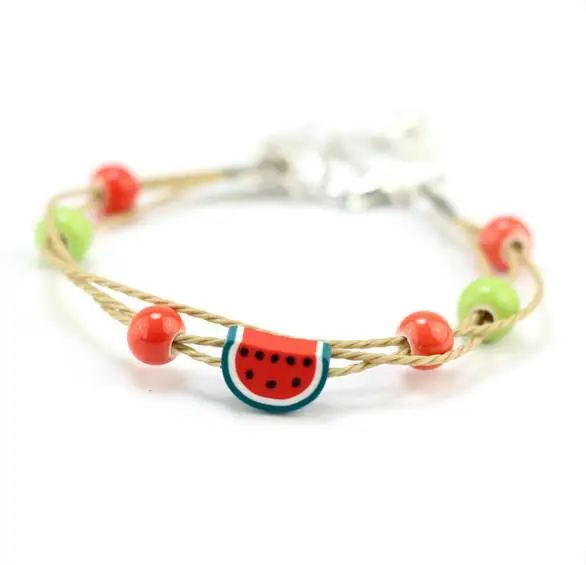 Lovely Fruit Watermelon Lemon Pear Charm Bracelets Polymer Clay Lovely Fruit Watermelon Lemon Pear