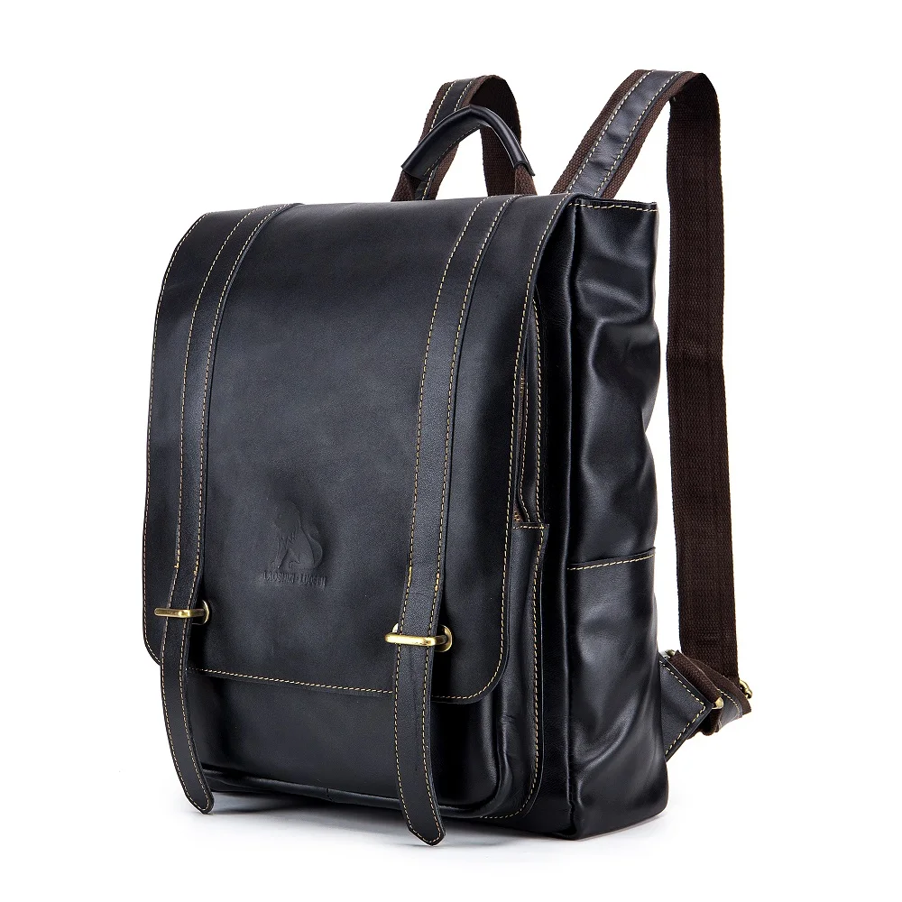 

Men Genuine Leather Backpack Vintage Business Backpack Large School Bags Multi-Function Travel Backpacks Shoulder Bag mochila