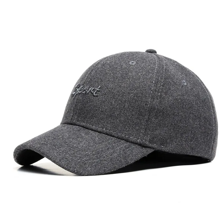 Мужская бейсболка большого размера плюс, Мужская шерстяная фетровая шляпа, мужские хлопковые спортивные шапки большого размера M 55-60 см L 60-64 см - Цвет: wool Deep Grey