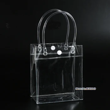 

13x19x8cm Clear display bags small, Transparent gift plastic bag Mini PVC bags handle cosmetic bag pack
