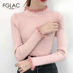 FGLAC для женщин с длинным рукавом водолазка вязаный свитер Мода повседневное одноцветное цвет утолщение Осень Зима