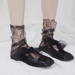 Jeseca для женщин пикантные дышащие шелковые Мягкие короткие носки японский Kawaii уличная дышащие носки до лодыжки Кристалл шелковая сетка
