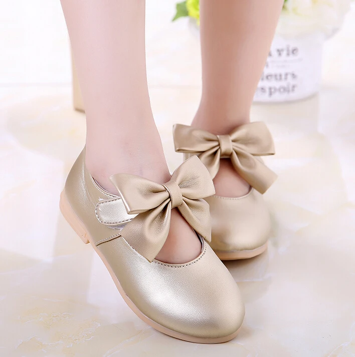 WEONEDREAM/Лидер продаж г. детская обувь принцессы для девочек модные сандалии маленьких детей с бантом весна осень - Цвет: Gold