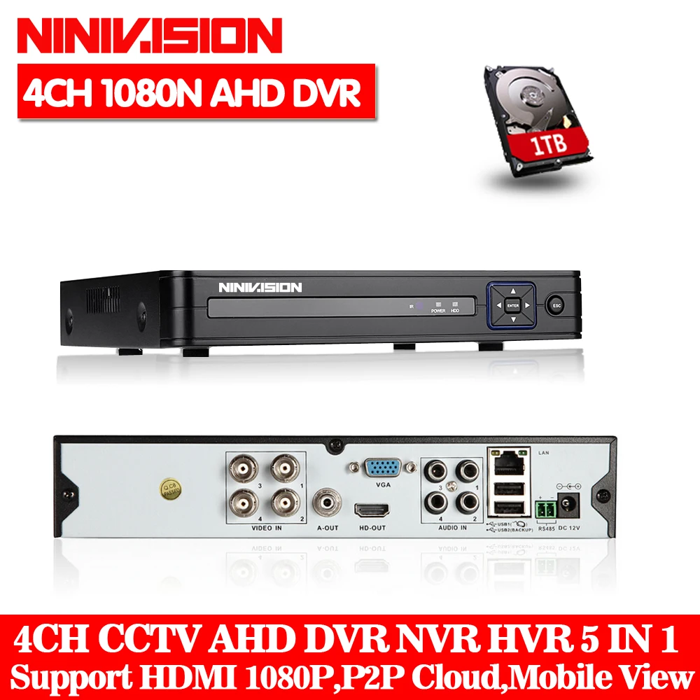 NINVISION 5в1 8CH CCTV 1080N XVR DVR NVR гибридный цифровой видеорегистратор P2P поддержка облака 1080P CVBS TVI CVI ip-камера AHD Onvif