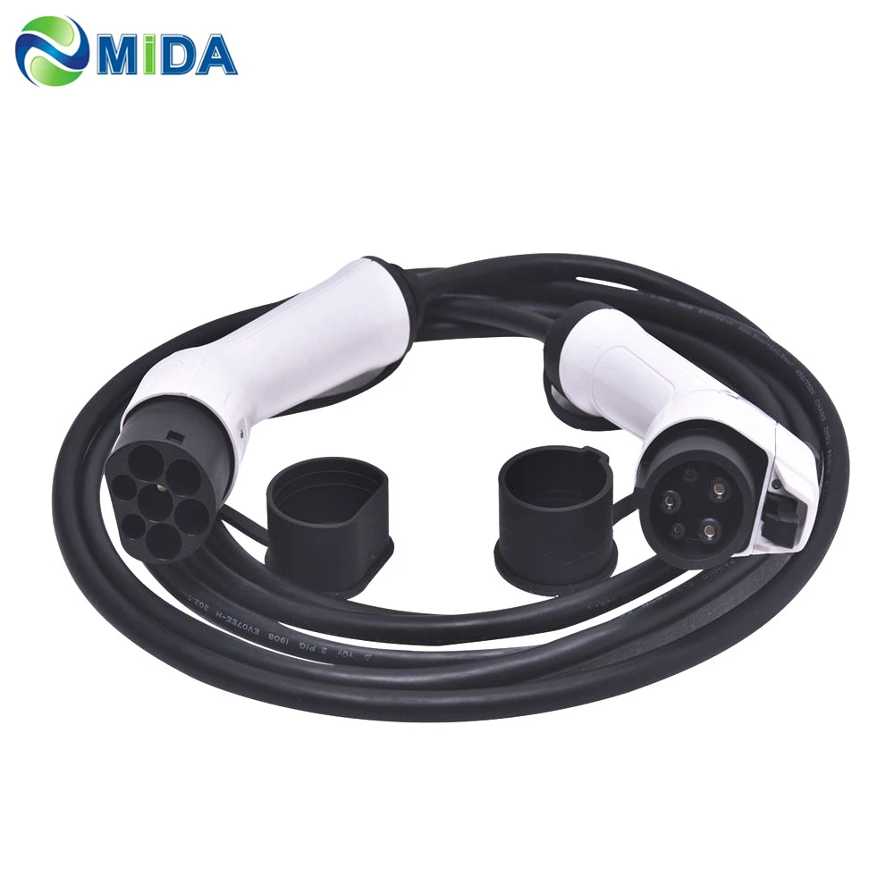 

5Meter 32Amp SAE J1772 Connector Gun Type 1 EV Charging Cable SAE J1772 to IEC 62196-2 EV Connector Type 1 to Type 2 EV Plug