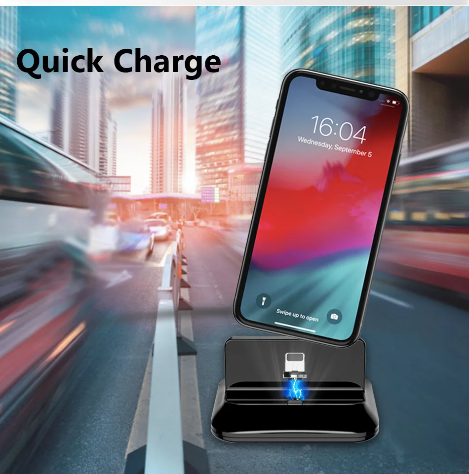 !ACCEZZ 2 in 1 Phone Stand Holder Magnetic Charger For iphone 8 X Plus Universal Type-C Micro USB 8 Pin Desktop Charge For Xiaomi (5)