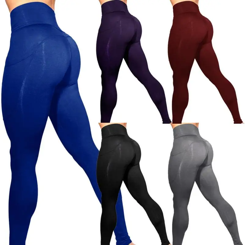 

Women's Solid Workout Leggings Fitness Sports Gym Running Yoga Athletic Pants 8.10