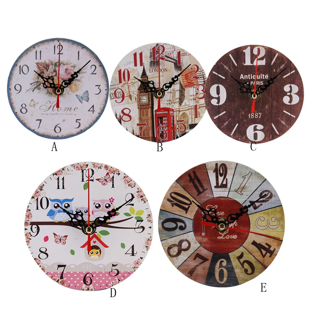 

Artistic Silent Retro Creative Modern Design Round Vintage Shoe Decorative Antique Wooden Home Large Wall Clock Gift