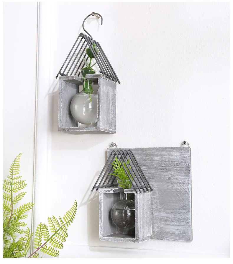 Wall hanging glass vases creative house home decor desktop flower pots planters party wedding decor flower vase retro gift