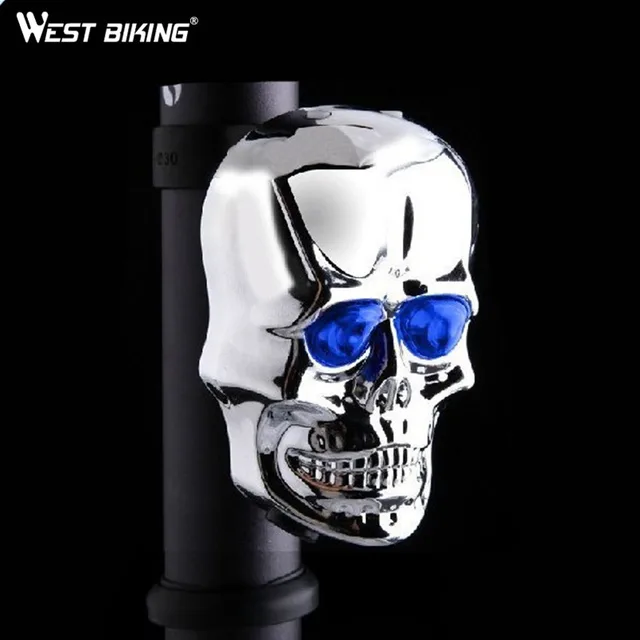 Cheap WEST BIKING Mountain Bike Rear Light New Silver Skull  Laser Rear Tail Light 2LED 7 Modes Lamp Flash Cycling Bike Bicycle Light