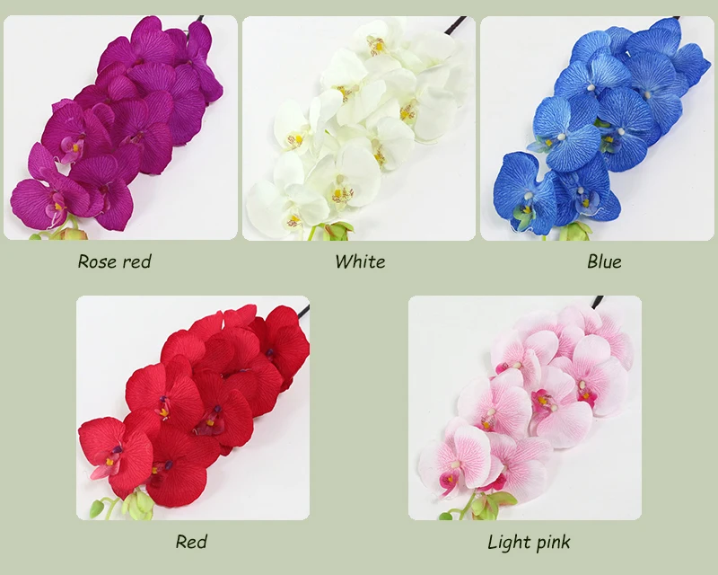 JAROWN Artificial Silk Orchid Flower Simulation 8 Heads Butterfly Orchid Flower For Wedding Decoration Flores Home Office Decor (17)