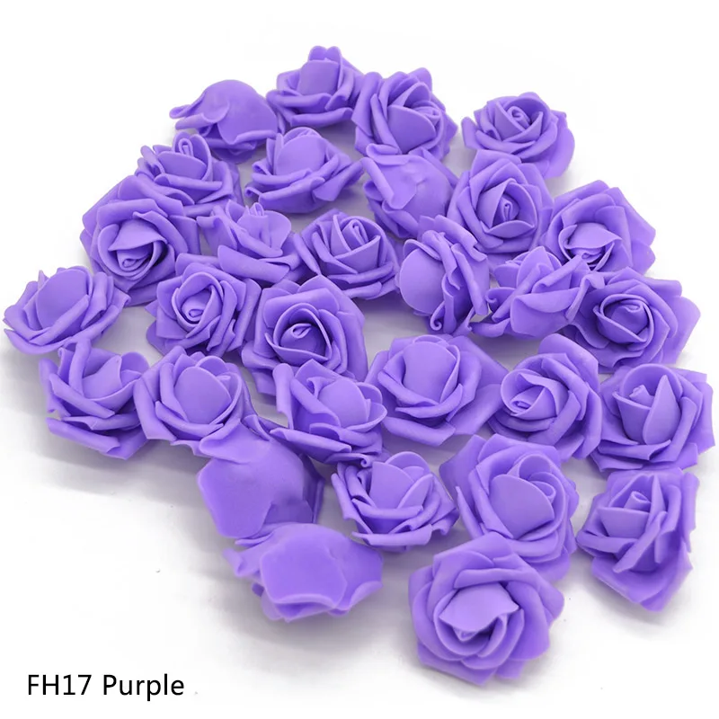 30 шт./лот, разноцветные Искусственные из ПЭ-пены, с розами, DIY, ручной работы, букет для свадебной вечеринки, украшения дома, сделай сам, цветы, ремесло, подарок - Цвет: Purple