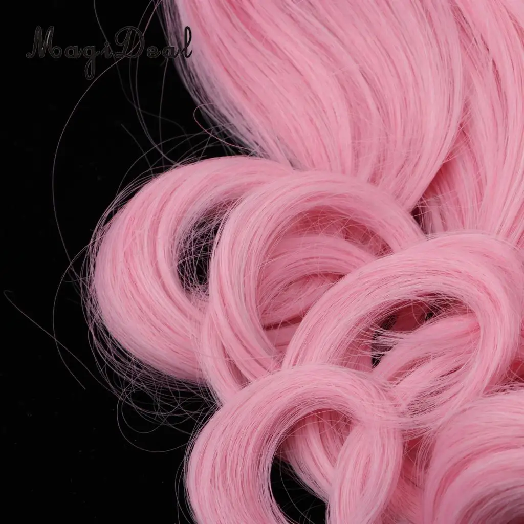 16inch Girl Doll Wigs Long Curly Hair With Bangs For Sharon Doll for Dollfie Fashion Ball Jointed Dolls Hairpiece Accessory Pink