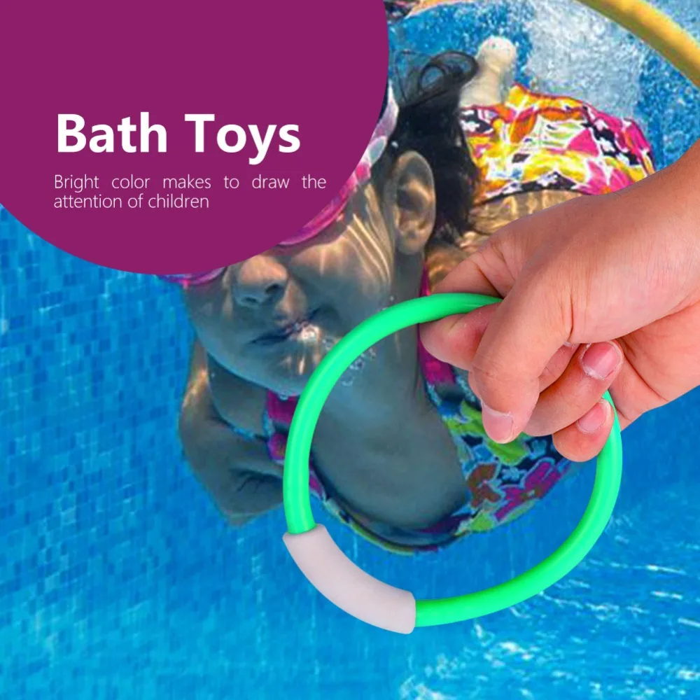 4PCS Bath Toys Learning Swimming Pool Child Kid Diving Ring Water Toys ...