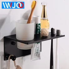 Toothbrush Holder Cup Space Aluminum Bathroom Shelves Black Bathroom Accessories Toothbrush Holder Set Wall Mounted Storage Rack Toothbrush Holder Cup Space Aluminum Bathroom Shelves Black Bathroom Accessories Toothbrush Holder Set Wall Mounted Storage Rack
