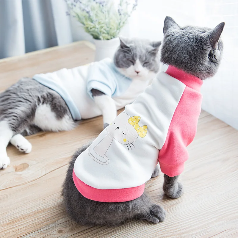 Милая одежда для кошек; свитер для домашних животных с котенком; кукольный Британский Кот Гарфилд; двухногая одежда; осенняя и зимняя одежда; 7 цветов; 5 размеров
