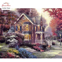 Золотой панно, сделай сам, полная, алмазная вышивка, замок, фото на заказ, алмазная живопись, вышивка крестом, 3D, Алмазная мозаика, Рождество 0729