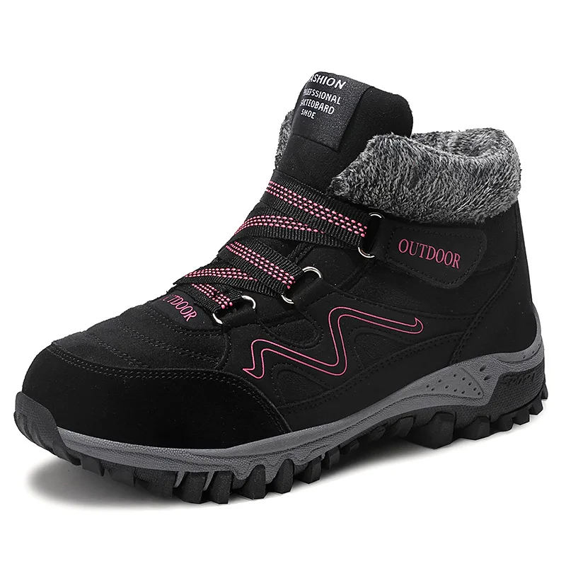 

2018 Hot Sale Winter Thermal Fleece Women Mother Shoes Black Keep Warm Outdoor Women Sneakers Middle-aged Casual Walking Shoes