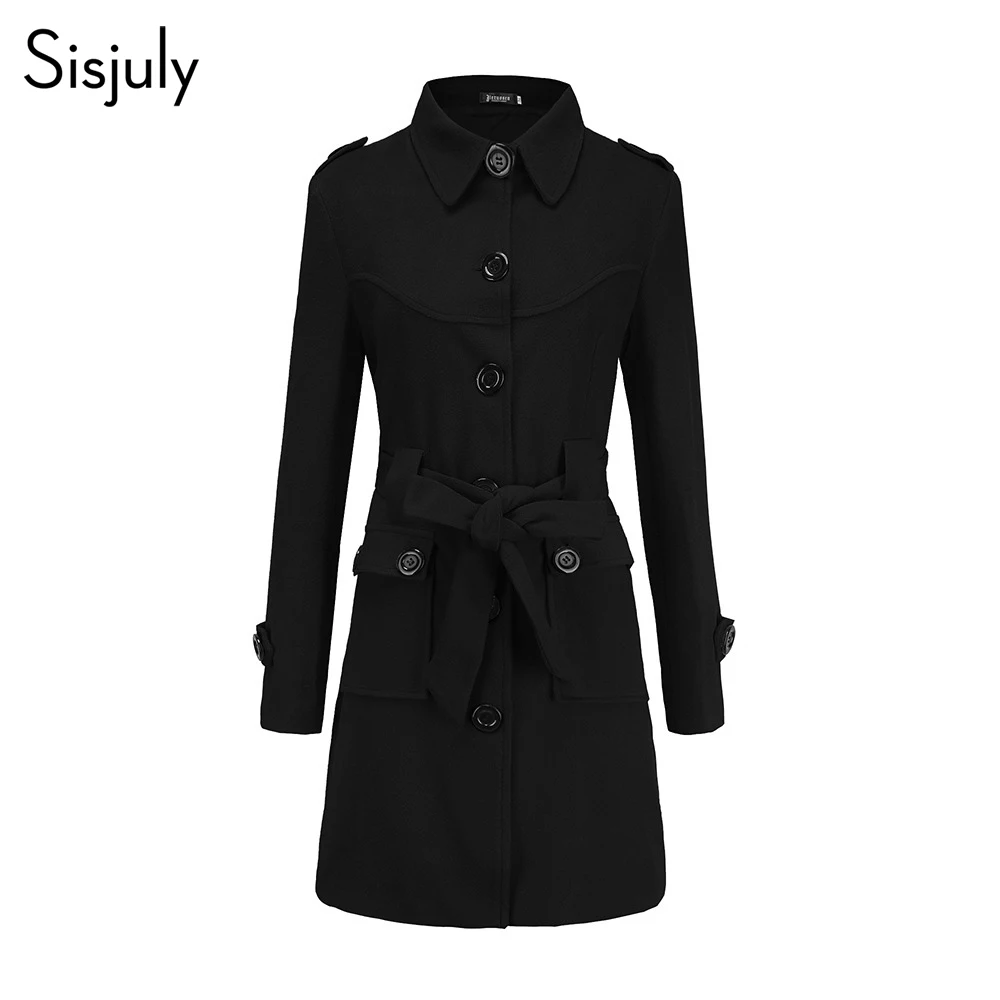

Sisjuly Button Trench Women Coat Winter Single Breasted Elegant Black Coat 2019 Autumn Fashion Stylish Fall Girl Outerwear Coat