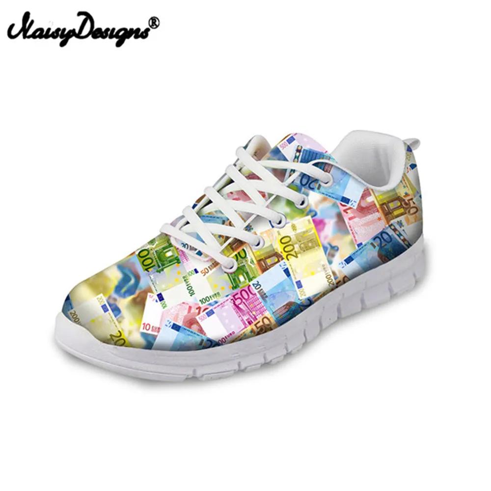 

NOISYDESIGNS Money Marble Print Women Air Mesh Sneakers 3D Custom Adult Female Lace up Flat Shoes Outdoor Sport Trainers Shoes