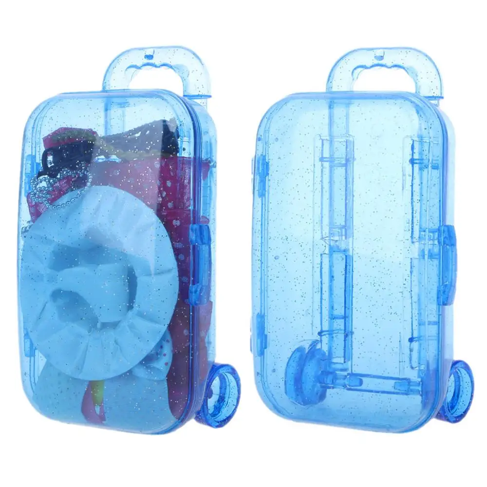 3 Pieces Cute Miniature Travel Case Box Mini Plastic Luggage Box Suit for Barbie Doll Decoration Accessory