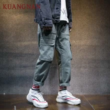 KUANGNAN брюки карго длиной до щиколотки мужская одежда хип-хоп камуфляжные брюки мужские джоггеры Японская уличная одежда мужские брюки повседневные XXXL