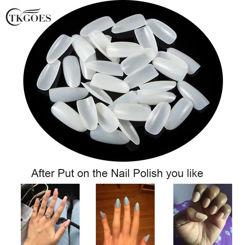 

500pcs/pack Natural French Oval Nail Tips Full Cover False Nails Acrylic Fake Nail Tips Unghie Finte Artificial Nails