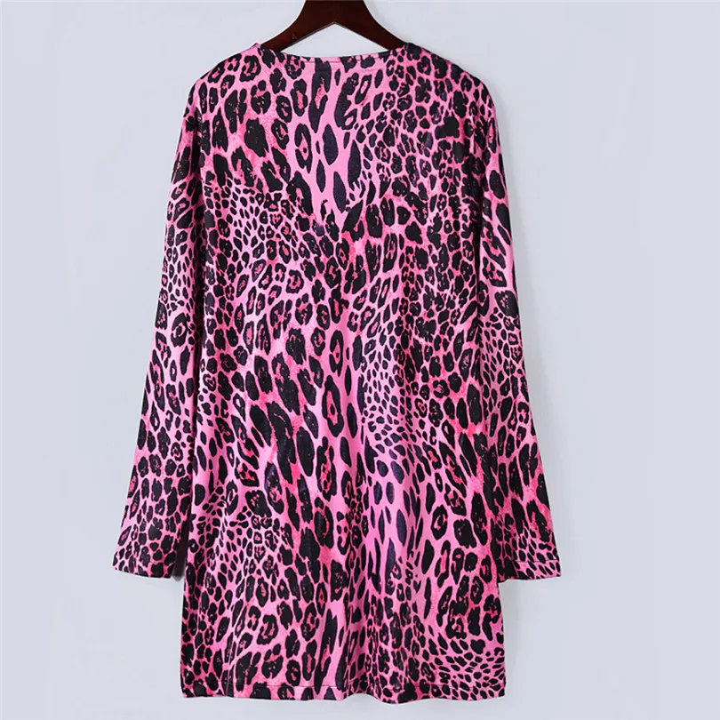  Fashion Womens Autumn Winter Casual Long Sleeve Leopard Print Fashion Coat Bllouse T-Shirt Tops Long coat New Arrival#4F01 (19)