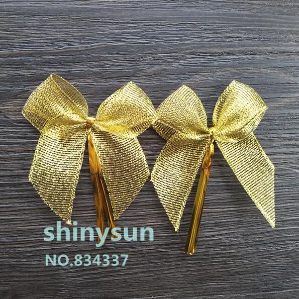 20pcs/lot 2 colors gold and silvery Bowknot Sealing wire bakery packing sealing bread cake decoration Wire Twist Tie