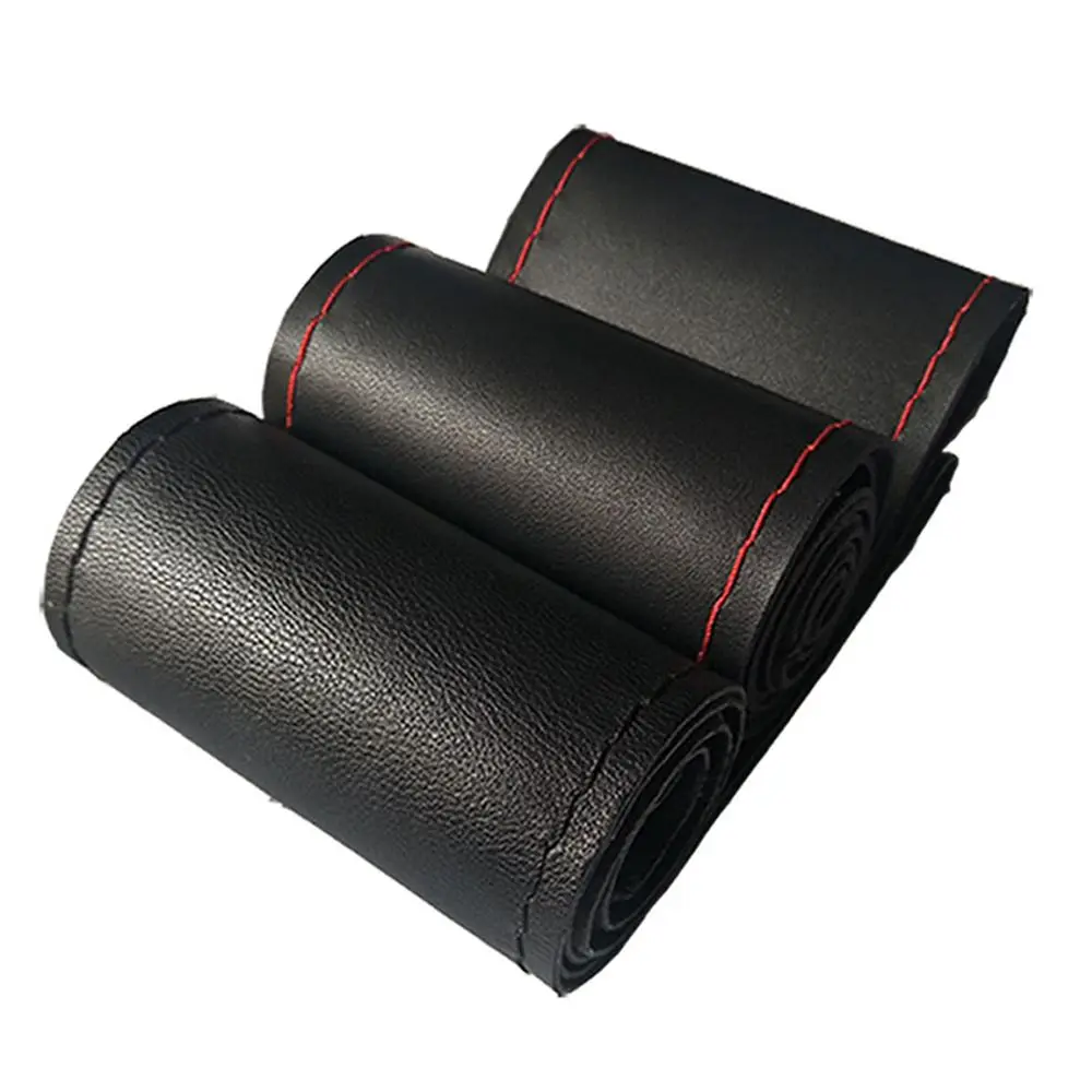 

PU Leather Anti-slip Car Steering Wheel Covers Protector Soft Leather Auto Cover with Needle and Thread Car Interior Accessories
