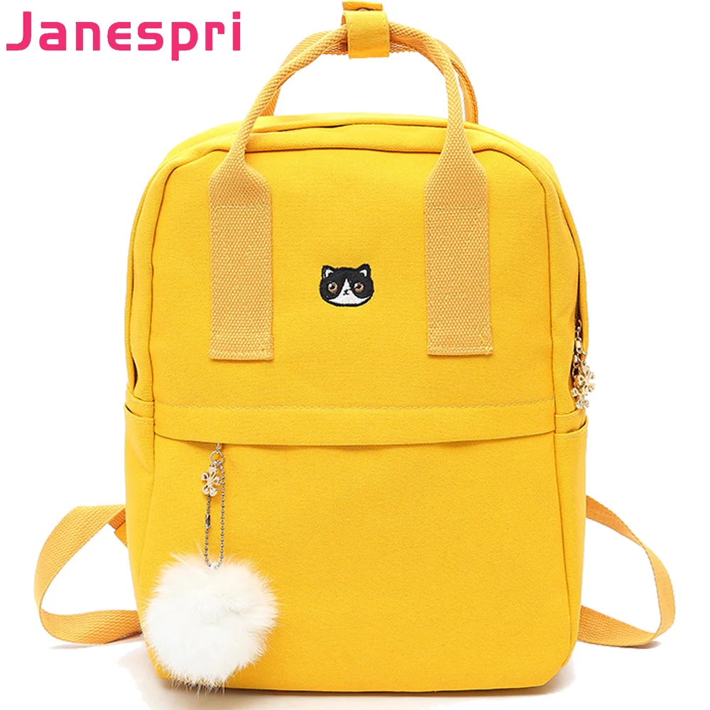JANESPRI Canvas Backpack Preppy Style School Bags for Teenage Girls