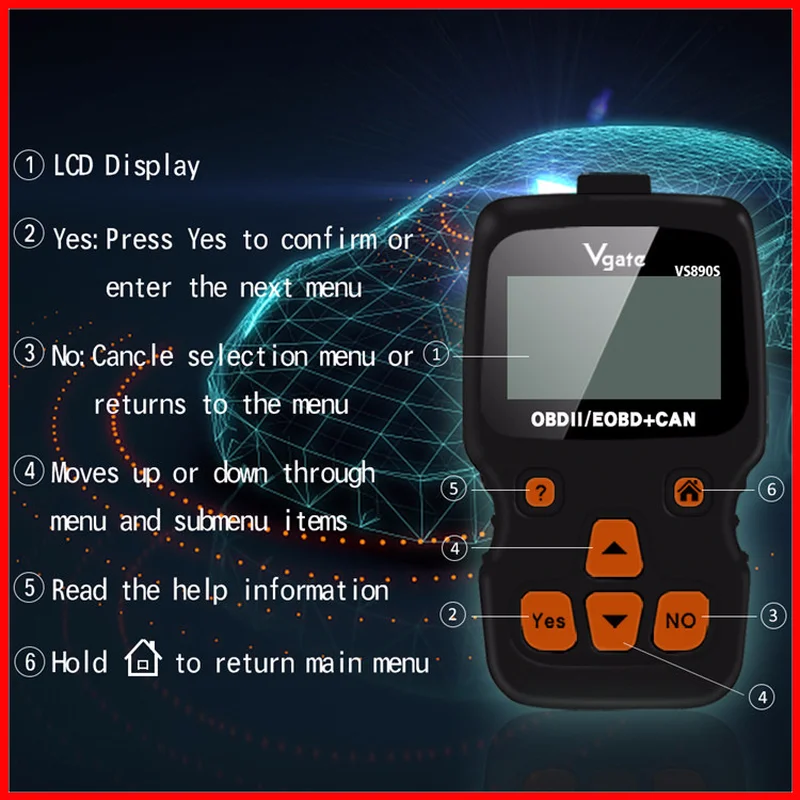 VGATE VS 890S считыватель кодов/Авто неисправность OBD2 EOBD+ Can Диагностический Сканер Поддержка многоязычный инструмент для диагностического сканирования автомобиля для двигателя