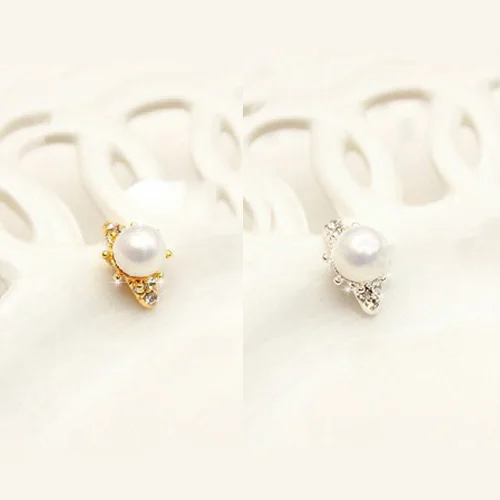 

free shipping 10pcs latest 3d fashion Silver&gold nail art rings with pearls